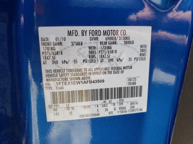 Photo 9 VIN: 1FTEX1EW1AFB43509 - FORD F150 SUPER 