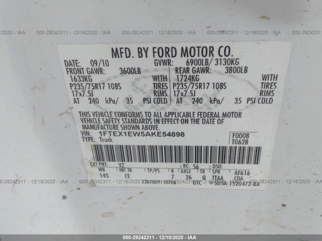 Photo 8 VIN: 1FTEX1EW5AKE54898 - FORD F-150 