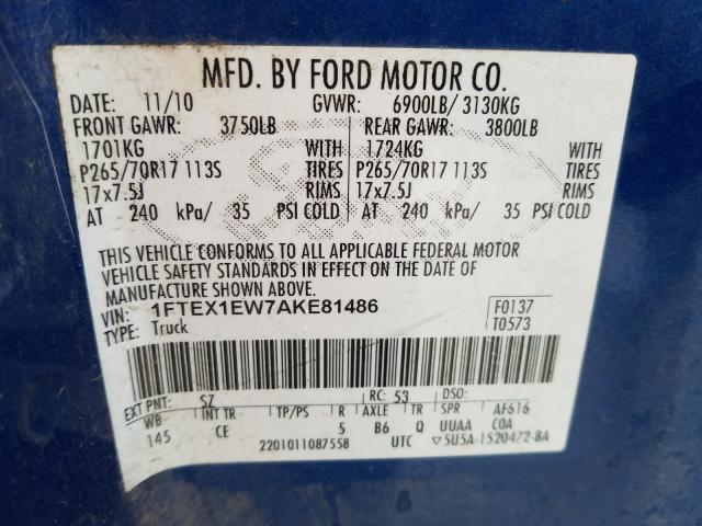 Photo 9 VIN: 1FTEX1EW7AKE81486 - FORD F-150 