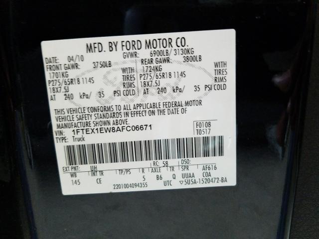 Photo 9 VIN: 1FTEX1EW8AFC06671 - FORD F150 SUPER 