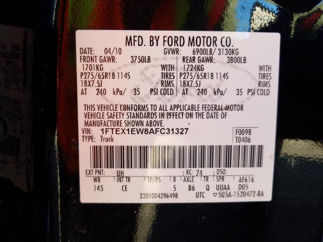 Photo 9 VIN: 1FTEX1EW8AFC31327 - FORD F150 SUPER 