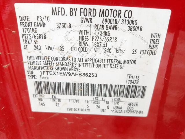 Photo 9 VIN: 1FTEX1EW9AFB86253 - FORD F150 SUPER 