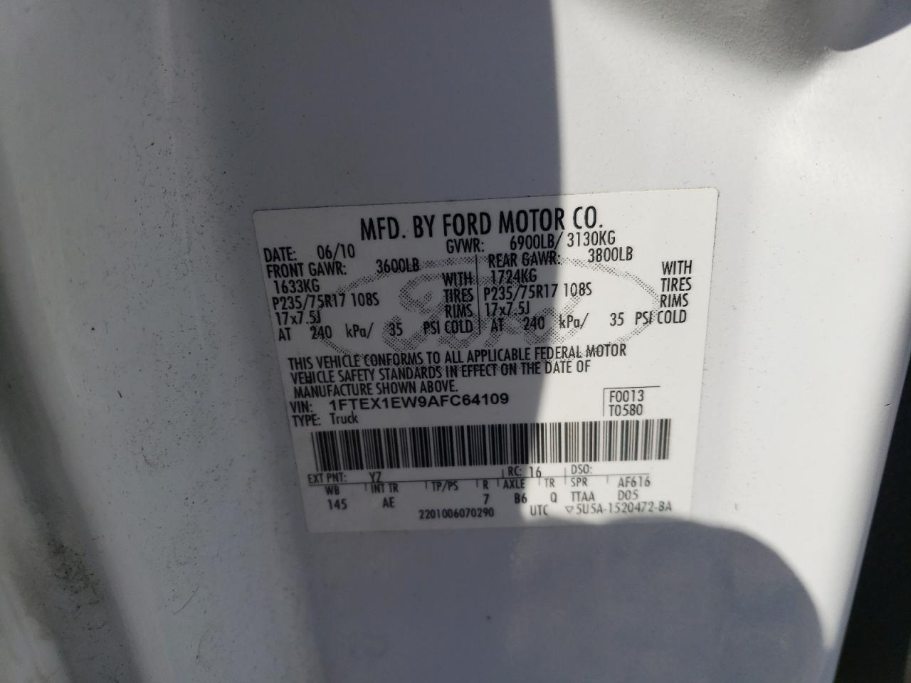 Photo 11 VIN: 1FTEX1EW9AFC64109 - FORD F-150 