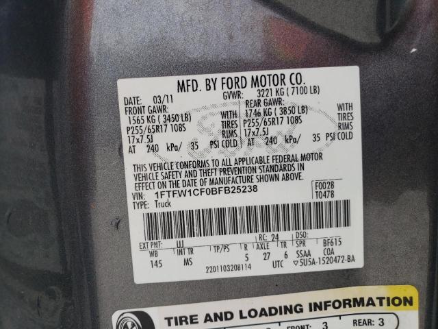 Photo 11 VIN: 1FTFW1CF0BFB25238 - FORD F150 SUPER 