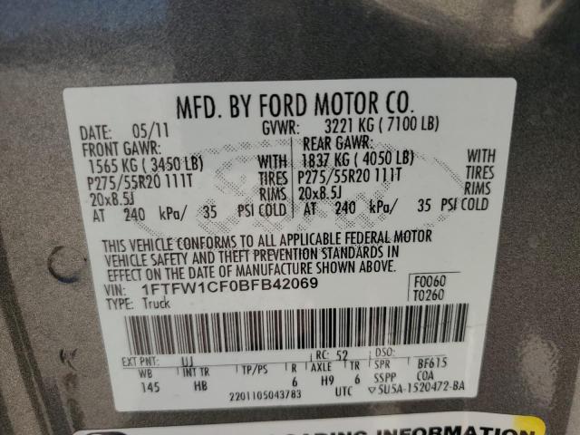 Photo 12 VIN: 1FTFW1CF0BFB42069 - FORD F150 SUPER 