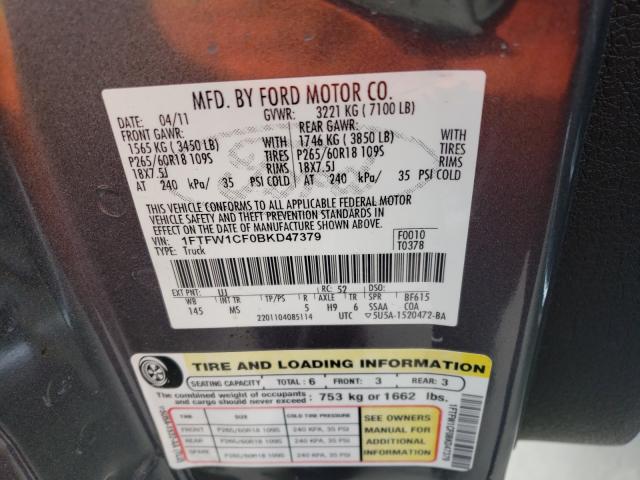 Photo 9 VIN: 1FTFW1CF0BKD47379 - FORD F150 SUPER 