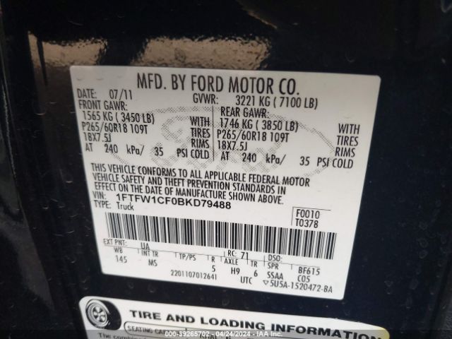 Photo 8 VIN: 1FTFW1CF0BKD79488 - FORD F150 