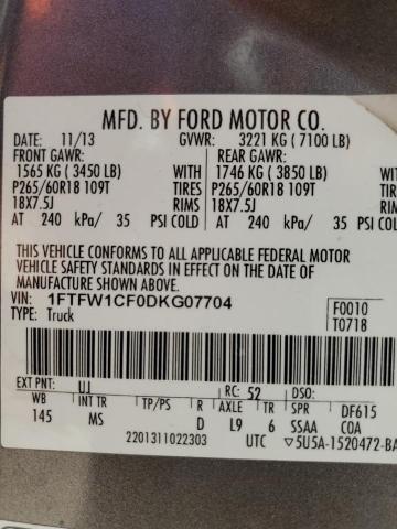 Photo 12 VIN: 1FTFW1CF0DKG07704 - FORD F150 SUPER 