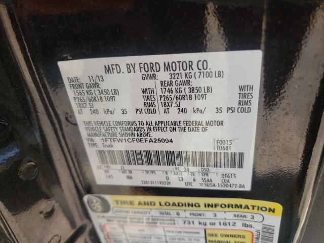 Photo 9 VIN: 1FTFW1CF0EFA25094 - FORD F150 SUPER 