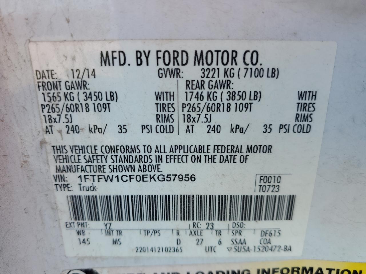 Photo 11 VIN: 1FTFW1CF0EKG57956 - FORD F-150 