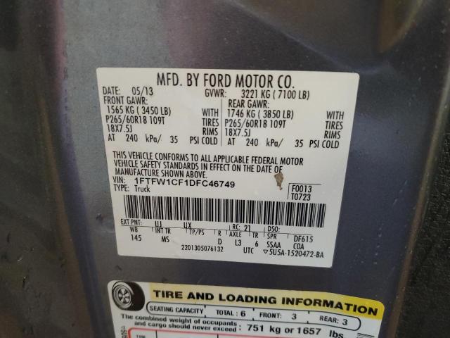 Photo 11 VIN: 1FTFW1CF1DFC46749 - FORD F150 SUPER 