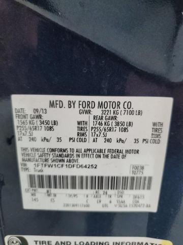 Photo 11 VIN: 1FTFW1CF1DFD64252 - FORD F-150 