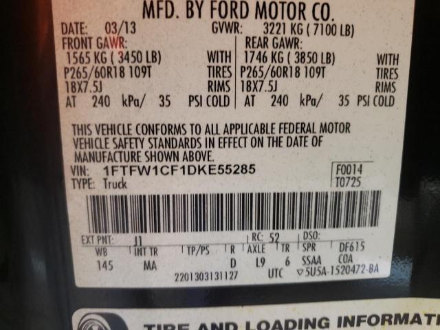 Photo 11 VIN: 1FTFW1CF1DKE55285 - FORD F150 SUPER 