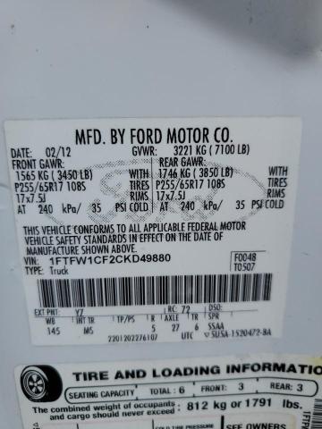 Photo 11 VIN: 1FTFW1CF2CKD49880 - FORD F150 SUPER 