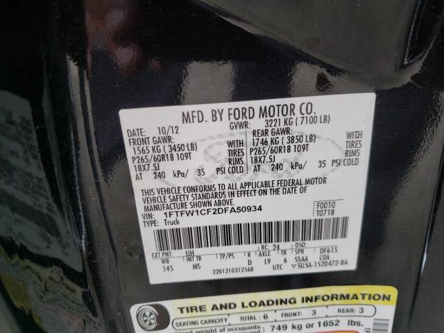 Photo 9 VIN: 1FTFW1CF2DFA50934 - FORD F150 SUPER 