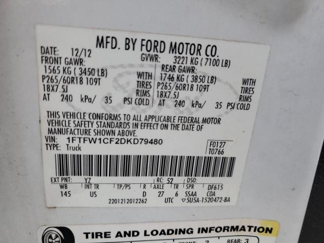 Photo 11 VIN: 1FTFW1CF2DKD79480 - FORD F150 SUPER 