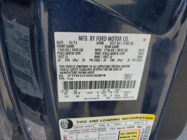 Photo 11 VIN: 1FTFW1CF2DKG22818 - FORD F150 SUPER 