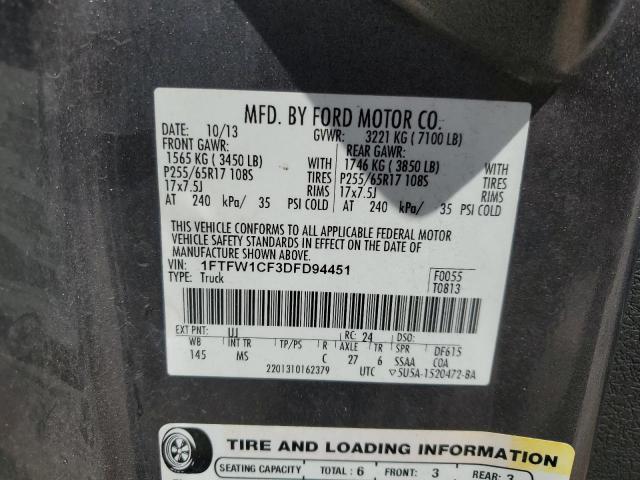 Photo 11 VIN: 1FTFW1CF3DFD94451 - FORD F150 SUPER 