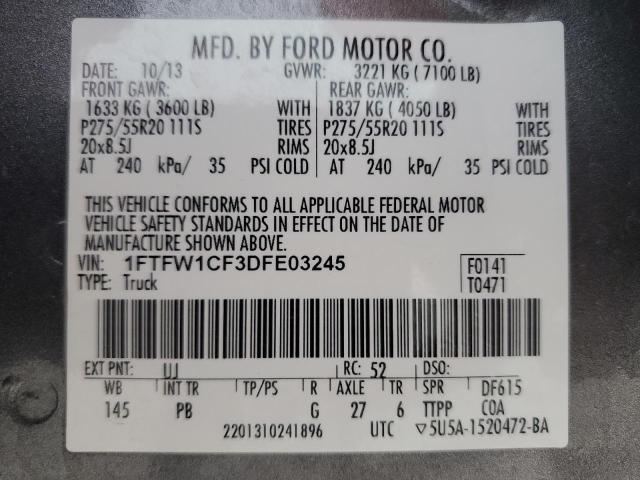 Photo 11 VIN: 1FTFW1CF3DFE03245 - FORD F-150 