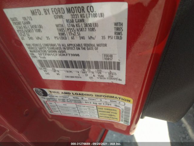 Photo 8 VIN: 1FTFW1CF3DKF73998 - FORD F-150 