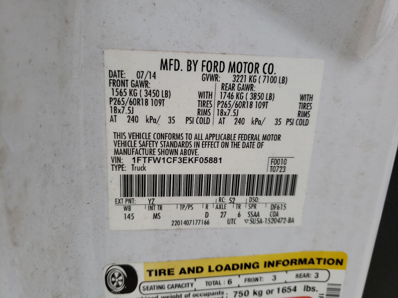 Photo 9 VIN: 1FTFW1CF3EKF05881 - FORD F150 SUPER 