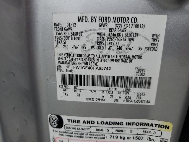 Photo 11 VIN: 1FTFW1CF4CFA65742 - FORD F150 SUPER 