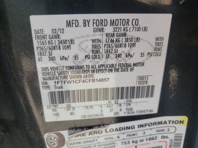 Photo 9 VIN: 1FTFW1CF4CFB14857 - FORD F150 SUPER 