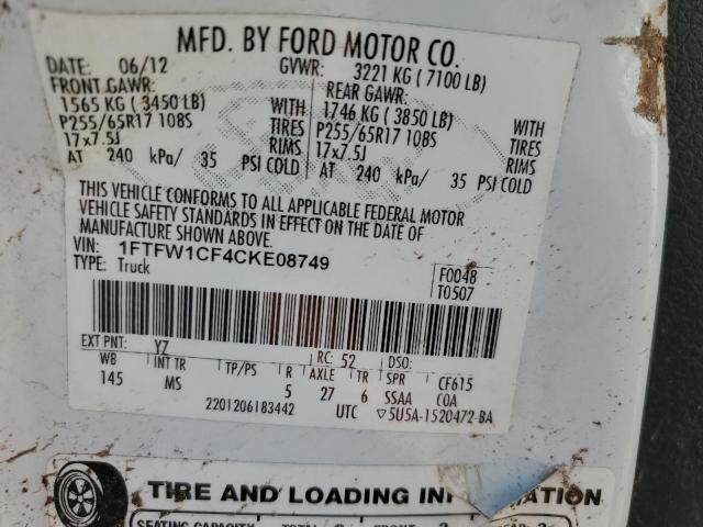 Photo 11 VIN: 1FTFW1CF4CKE08749 - FORD F-150 