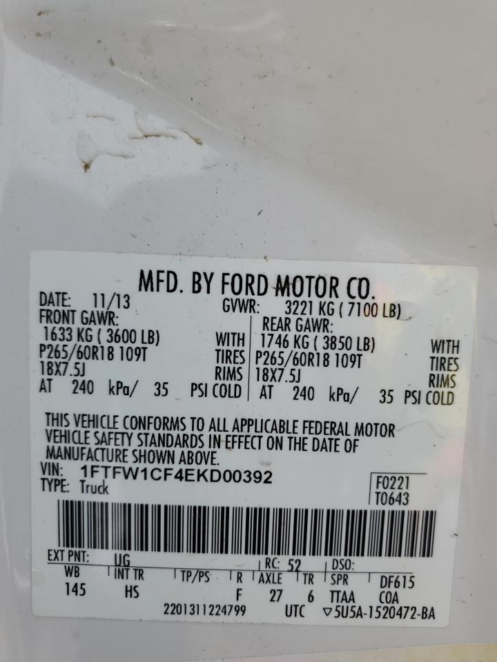 Photo 11 VIN: 1FTFW1CF4EKD00392 - FORD F-150 