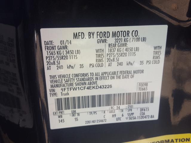 Photo 9 VIN: 1FTFW1CF4EKD43226 - FORD F150 SUPER 