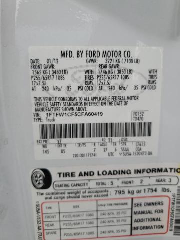 Photo 11 VIN: 1FTFW1CF5CFA60419 - FORD F150 SUPER 