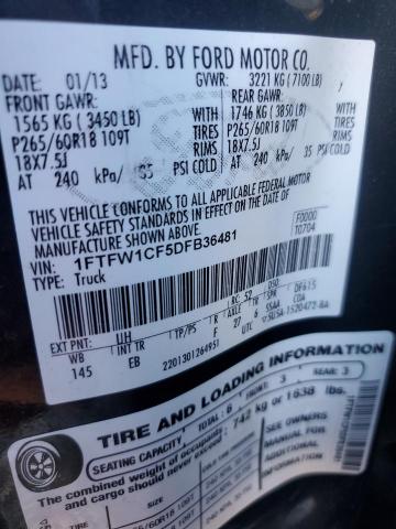 Photo 12 VIN: 1FTFW1CF5DFB36481 - FORD F150 SUPER 