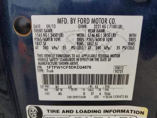 Photo 11 VIN: 1FTFW1CF5DKD24876 - FORD F150 SUPER 