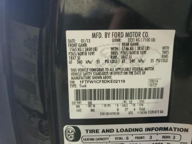 Photo 11 VIN: 1FTFW1CF5DKE02119 - FORD F150 SUPER 