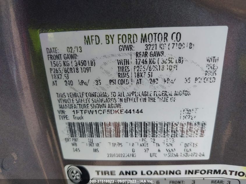 Photo 8 VIN: 1FTFW1CF5DKE44144 - FORD F-150 