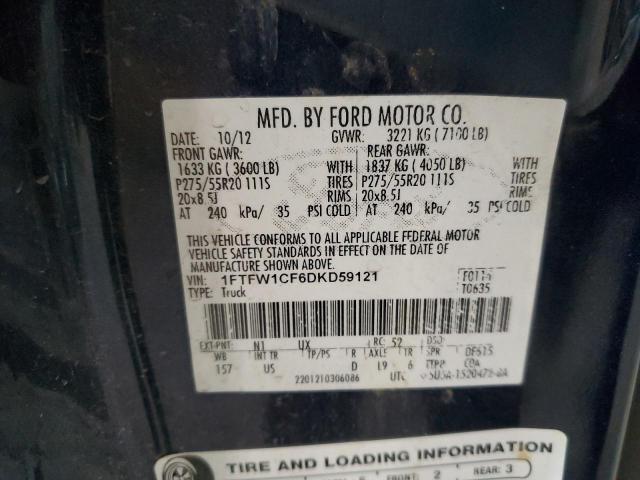 Photo 9 VIN: 1FTFW1CF6DKD59121 - FORD F150 SUPER 