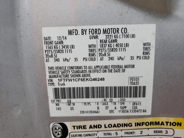 Photo 9 VIN: 1FTFW1CF6EKG46248 - FORD F150 SUPER 