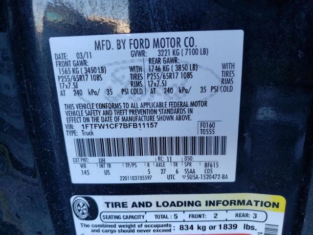 Photo 11 VIN: 1FTFW1CF7BFB11157 - FORD F-150 