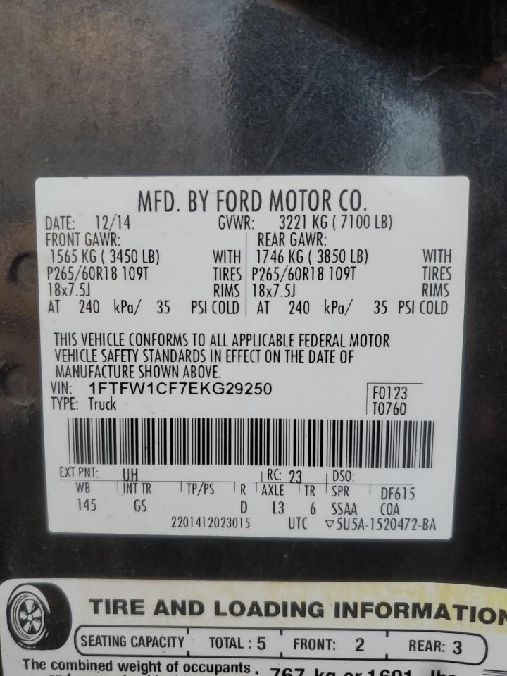 Photo 12 VIN: 1FTFW1CF7EKG29250 - FORD F-150 