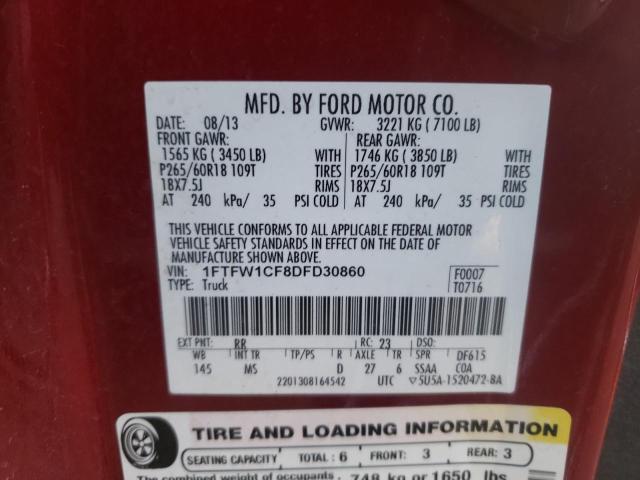 Photo 12 VIN: 1FTFW1CF8DFD30860 - FORD F-150 