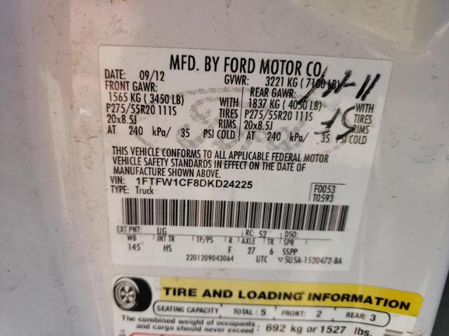 Photo 9 VIN: 1FTFW1CF8DKD24225 - FORD F150 SUPER 