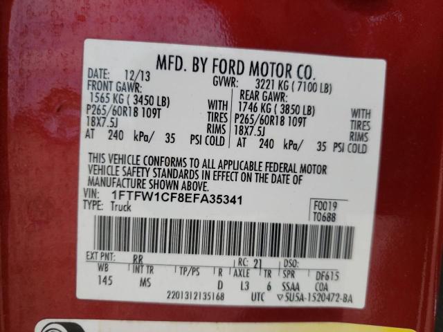 Photo 9 VIN: 1FTFW1CF8EFA35341 - FORD F150 SUPER 