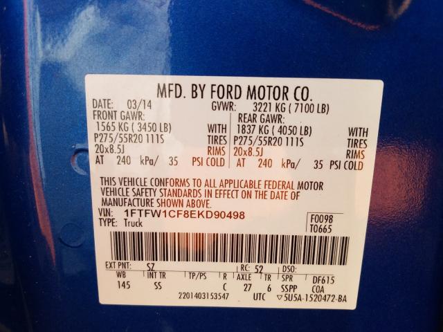 Photo 9 VIN: 1FTFW1CF8EKD90498 - FORD F150 SUPER 