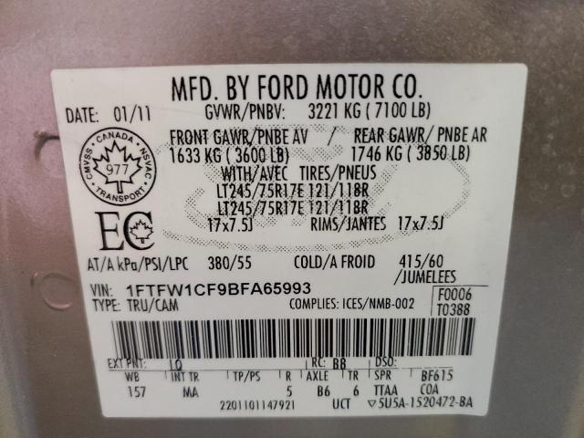 Photo 9 VIN: 1FTFW1CF9BFA65993 - FORD F150 SUPER 