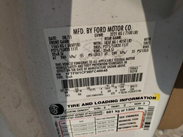 Photo 11 VIN: 1FTFW1CF9BFC48648 - FORD F150 SUPER 