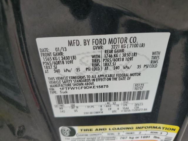 Photo 11 VIN: 1FTFW1CF9DKE15875 - FORD F150 SUPER 