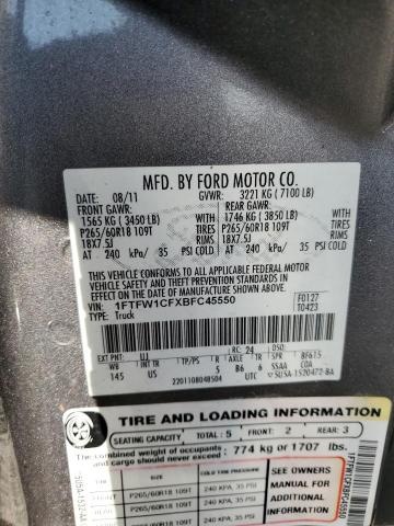 Photo 12 VIN: 1FTFW1CFXBFC45550 - FORD F150 SUPER 