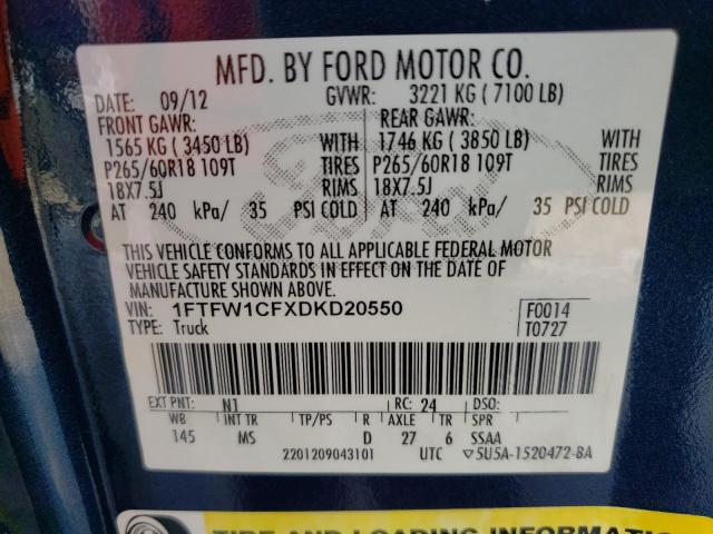 Photo 9 VIN: 1FTFW1CFXDKD20550 - FORD F150 SUPER 