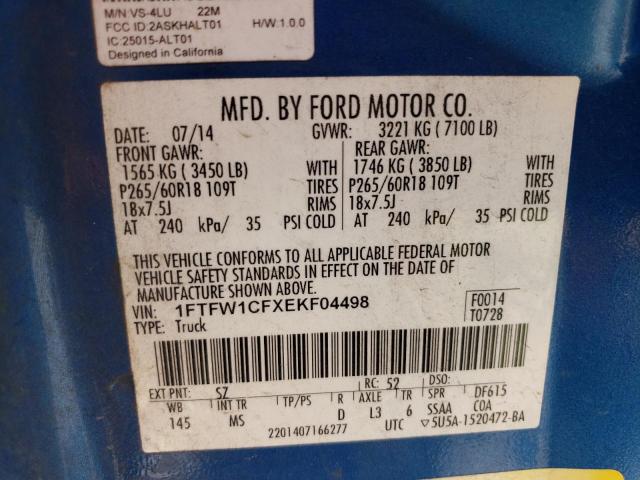 Photo 11 VIN: 1FTFW1CFXEKF04498 - FORD F150 SUPER 