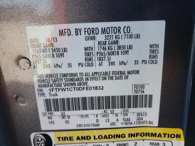 Photo 9 VIN: 1FTFW1CT0DFE01832 - FORD F150 SUPER 